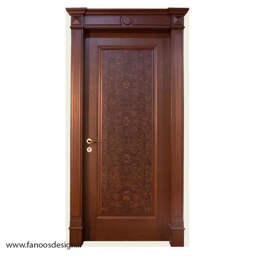 درب چوبی اتاق تک قاب ریشه گردو