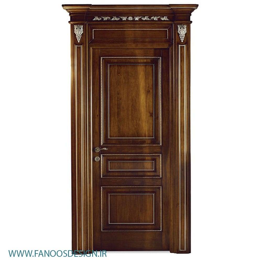 درب سه قاب کلاسیک تمام چوب