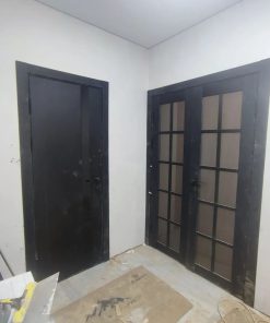 درب اتاق خواب تمام چوب تک قاب شیشه خور کد 021