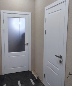 درب اتاق خواب MDF سفید شیشه خور کلاسیک کد 020