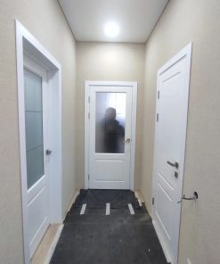 درب اتاق خواب MDF سفید شیشه خور کلاسیک کد 020